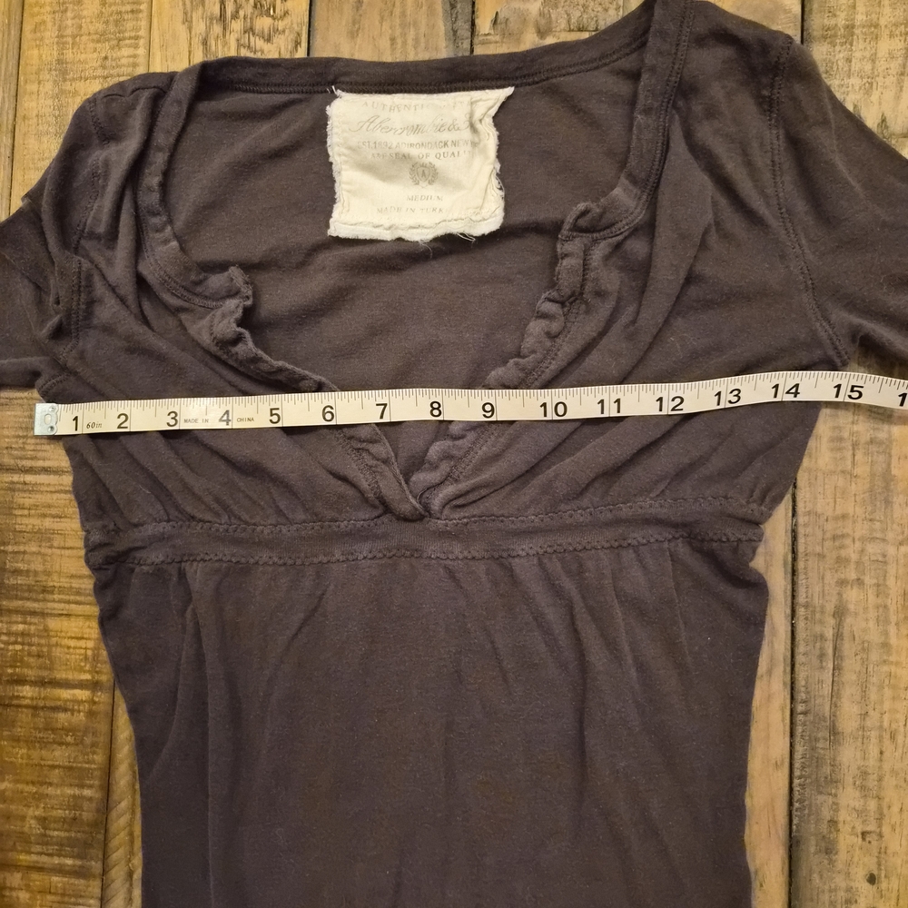 Vintage Y2K Abercrombie & Fitch Brown Ruffle Babydoll Top - Picture 5 of 7